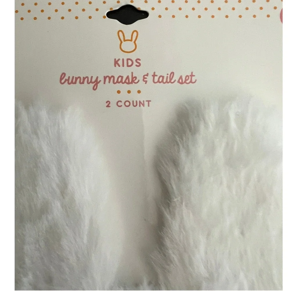 Gertex Bunny Mask & Tail Set Kids O/S White Brand New Faux Fur Costume